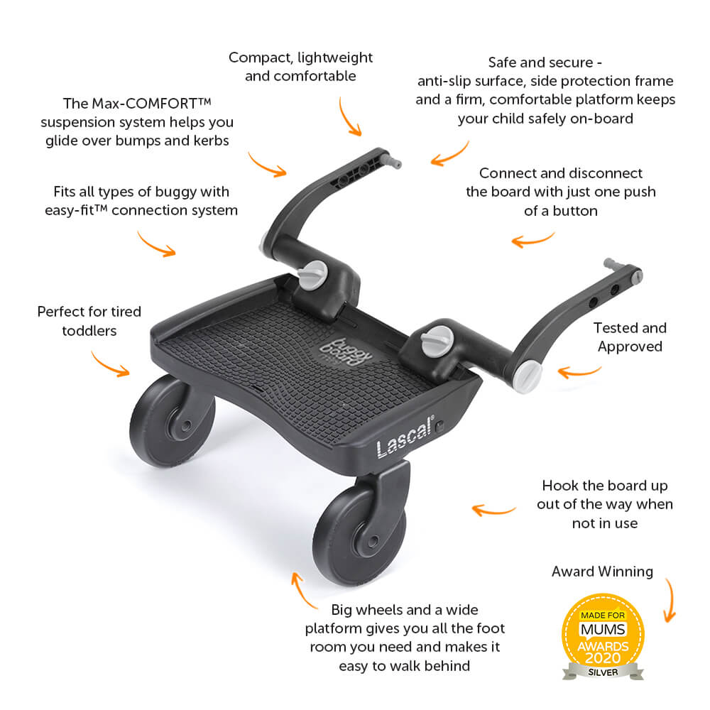 Lascal Mini Buggy Board with Universal Connectors / Grey