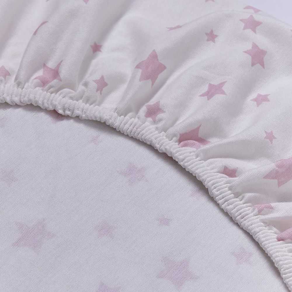 Silentnight Safe Nights Crib Fitted Sheets (Pack of 2) -Pink Star