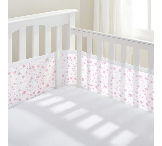 BreathableBaby 2 sided mesh cot/cotbed liner twinkle pink
