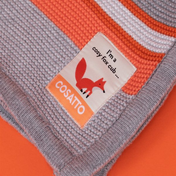 Cosatto Knitted Stripe Blanket – Grey/Orange