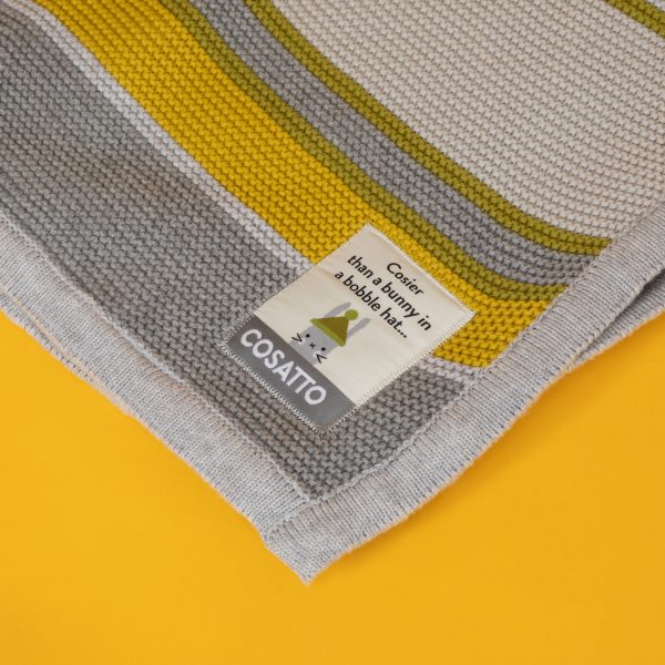 Cosatto Knitted Stripe Blanket – Grey/Yellow