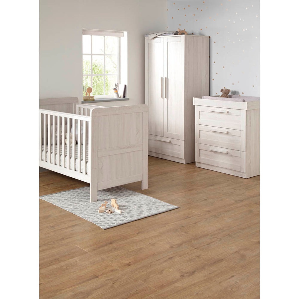 Mamas & Papas Atlas 3 Piece Cot/Toddler Bed Set Nimbus White Instor