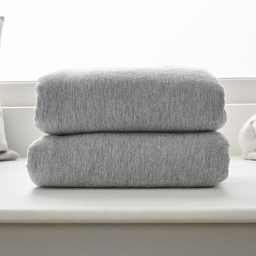 Clair de Lune 2 Pack Fitted Cot Bed Sheets Grey Marl