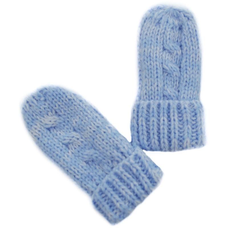 Baby Cable Knit Mittens Blue