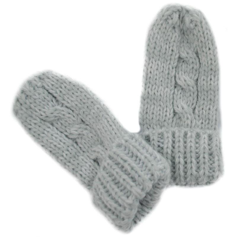 Baby Cable Knit Mittens Grey