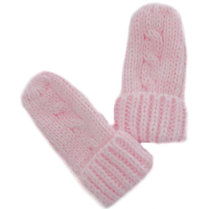 Baby Cable Knit Mittens Pink