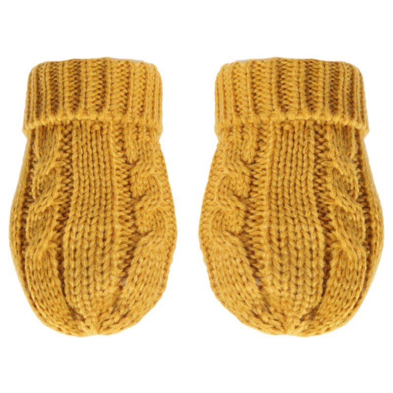 Baby Cable Knit Mittens Mustard