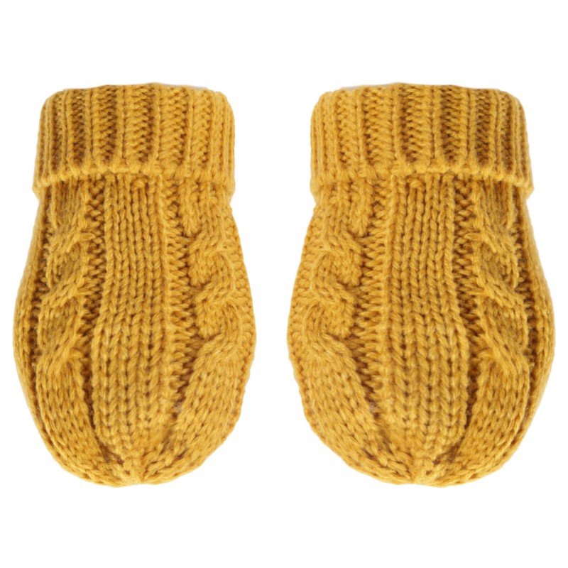 Baby Cable Knit Mittens Mustard - Main Image