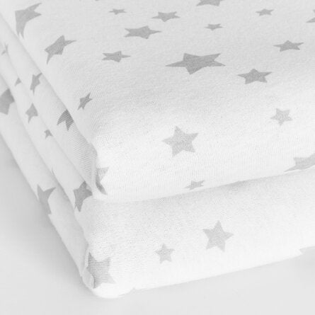 Silentnight Safe Nights Crib Fitted Sheets (Pack of 2) -Grey Star